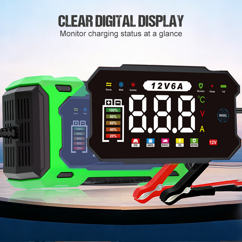 ⚡🛒 -50% ! 🔋Chargeur de Batterie Voiture 12V 6A – Intelligent, Numérique, 6-100Ah