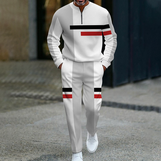 🔥NOUVEAUTÉ 2026🔥Ensemble de survêtement à demi-zip pour homme, motif color block