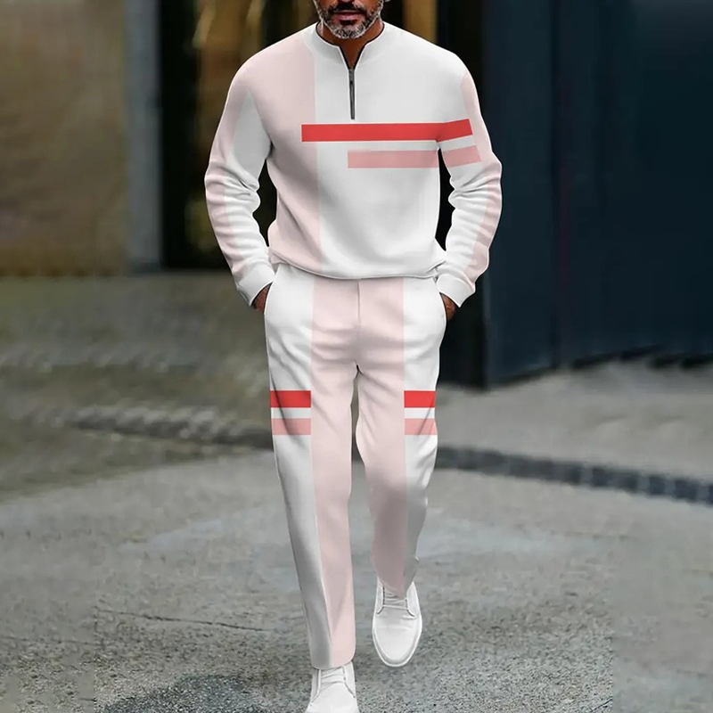 🔥NOUVEAUTÉ 2026🔥Ensemble de survêtement à demi-zip pour homme, motif color block