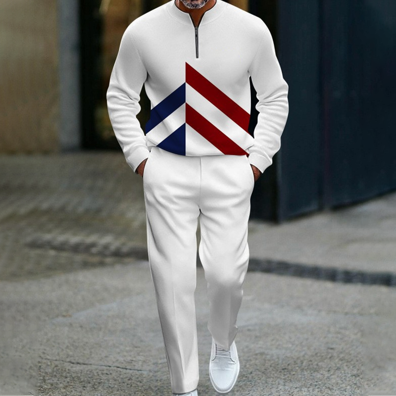 🔥NOUVEAUTÉ 2026🔥Ensemble de survêtement à demi-zip pour homme, motif color block