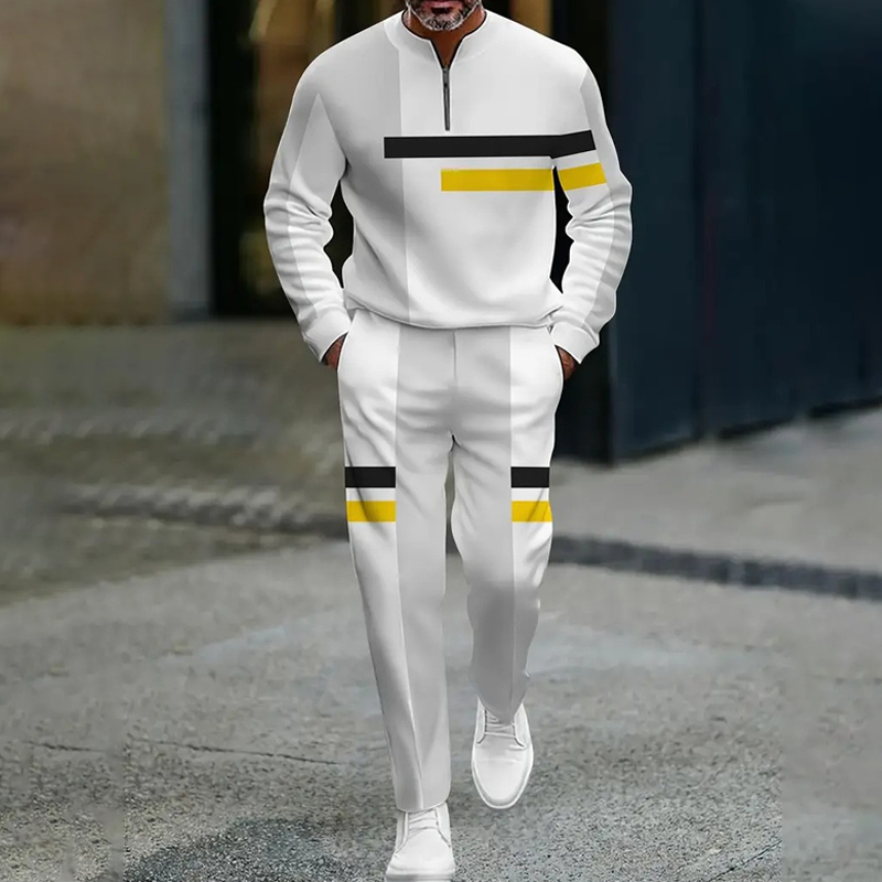 🔥NOUVEAUTÉ 2026🔥Ensemble de survêtement à demi-zip pour homme, motif color block