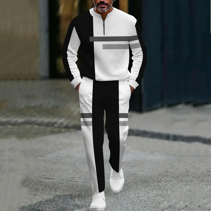 🔥NOUVEAUTÉ 2026🔥Ensemble de survêtement à demi-zip pour homme, motif color block