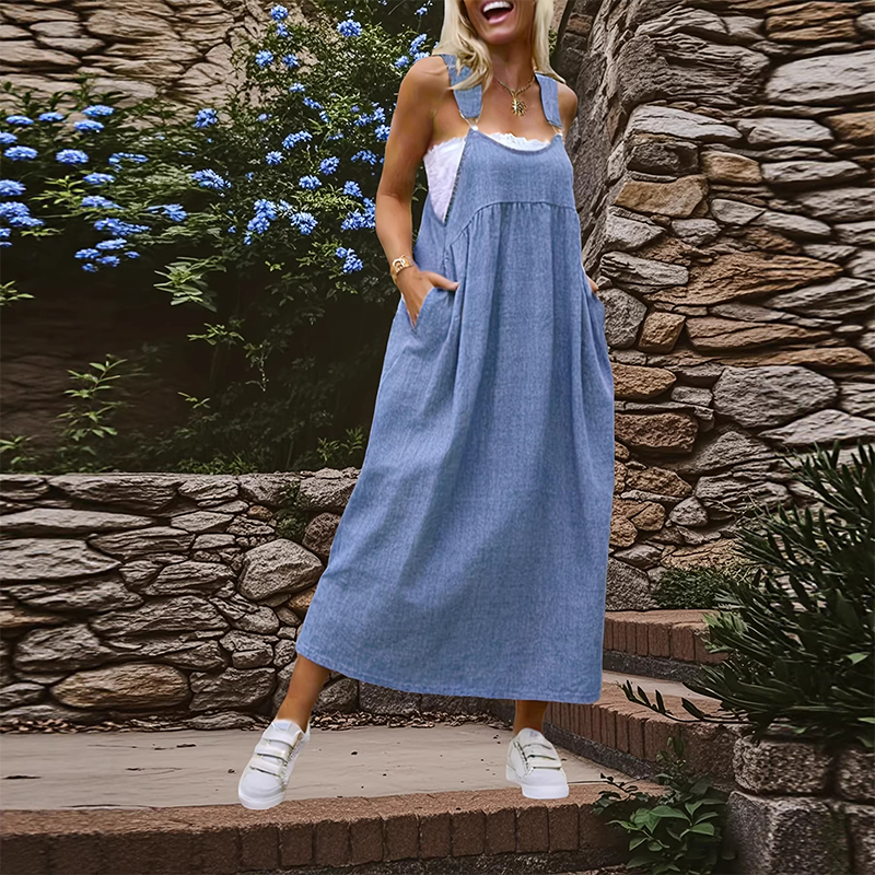 📢📢50 % de réduction !! ⏰ Robe Salopette Ample & Décontractée pour Femme avec Poches – Confortable, Tendance & Parfaite Pour Le Quotidien ✨