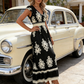 🎑60 % de réduction ✨Robe longue fluide à col en V et imprimé baroque pour femme