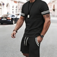 💎 -50% SUR L'ENSEMBLE 2 PIÈCES HOMME ! 💎 T-Shirt Rayé & Short, Tissu Respirant & Cordon de Serrage ✨