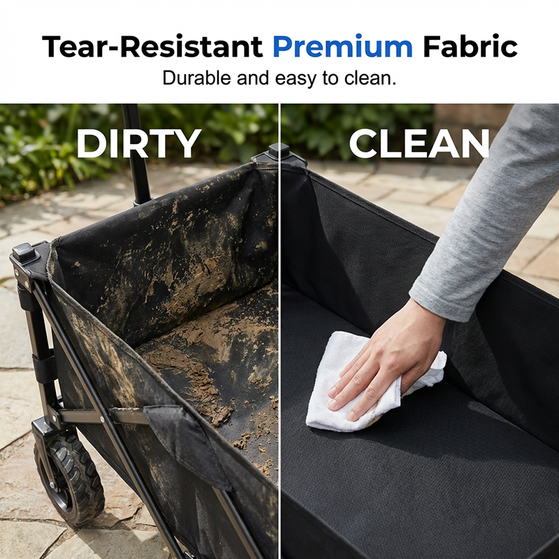 💯🛒 PROMO FLASH 56% ! Chariot Pliable de Transport Extérieur – Cadre Acier, Roues Détachables 360°, Capacité 80kg, 130L, 2 Tailles, Parfait pour Pique-Nique, Plage & Jardinage 🌿