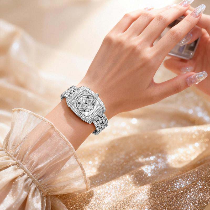 📢50% de réduction✨Montre-bracelet pour femme en quartz, ornée de strass⌚