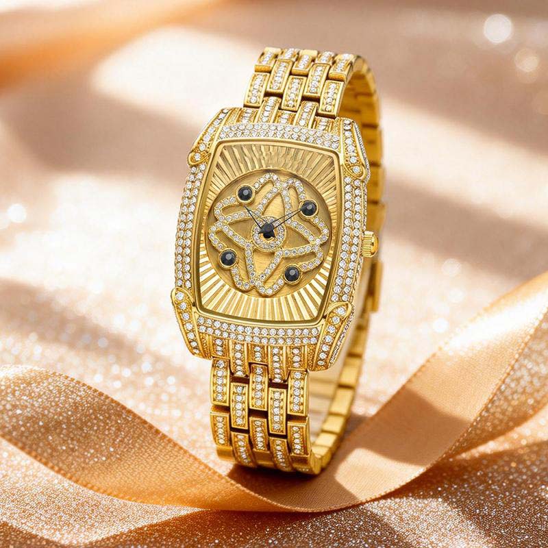 📢50% de réduction✨Montre-bracelet pour femme en quartz, ornée de strass⌚