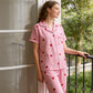 Ensemble de Pyjama Femme Rayé à Imprimé Cœur