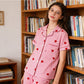 Ensemble de Pyjama Femme Rayé à Imprimé Cœur
