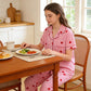 Ensemble de Pyjama Femme Rayé à Imprimé Cœur