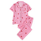 Ensemble de Pyjama Femme Rayé à Imprimé Cœur