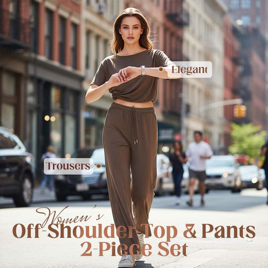 📢📢50 % DE RÉDUCTION !!!⏰ Ensemble 2 pièces Femme – Top asymétrique & Pantalon wide leg fluide pour un look chic et confortable.