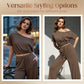 📢📢50 % DE RÉDUCTION !!!⏰ Ensemble 2 pièces Femme – Top asymétrique & Pantalon wide leg fluide pour un look chic et confortable.