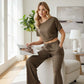 📢📢50 % DE RÉDUCTION !!!⏰ Ensemble 2 pièces Femme – Top asymétrique & Pantalon wide leg fluide pour un look chic et confortable.
