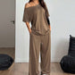 📢📢50 % DE RÉDUCTION !!!⏰ Ensemble 2 pièces Femme – Top asymétrique & Pantalon wide leg fluide pour un look chic et confortable.