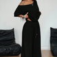 📢📢50 % DE RÉDUCTION !!!⏰ Ensemble 2 pièces Femme – Top asymétrique & Pantalon wide leg fluide pour un look chic et confortable.