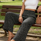 👖50% DE RÉDUCTION⏰Pantalon Taille Haute à Jambes Larges & Imprimé Chic – Coupe Fluide, Élastique & Polyvalent pour Femme🌸