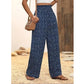 👖50% DE RÉDUCTION⏰Pantalon Taille Haute à Jambes Larges & Imprimé Chic – Coupe Fluide, Élastique & Polyvalent pour Femme🌸