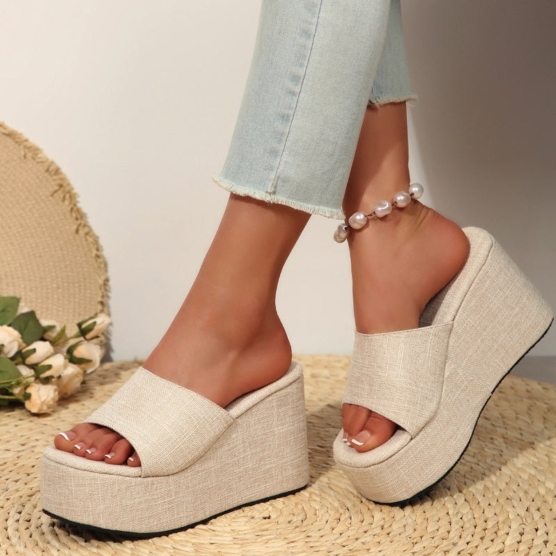 👡 50% DE RÉDUCTION! ✨ Sandales Compensées à Plateforme & Bout Ouvert pour Femme – Style Enfiler, Confortables & Parfaites Pour L'Été ☀️