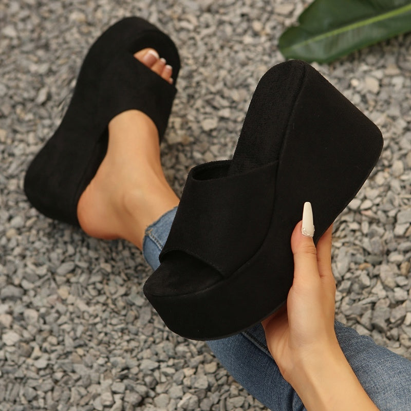 👡 50% DE RÉDUCTION! ✨ Sandales Compensées à Plateforme & Bout Ouvert pour Femme – Style Enfiler, Confortables & Parfaites Pour L'Été ☀️