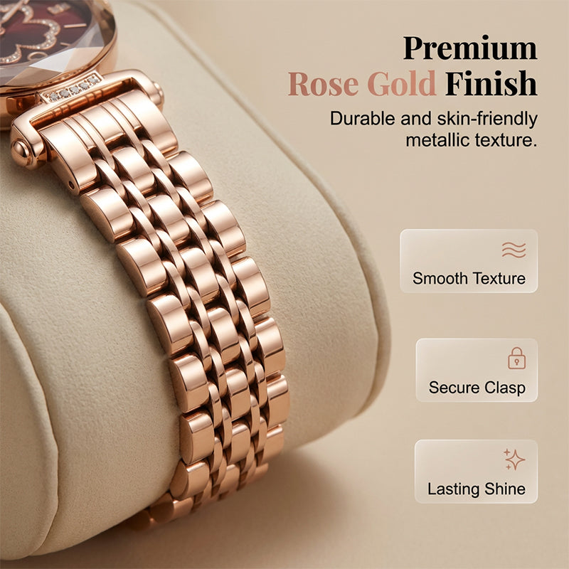 Montre Femme Élégante à Quartz avec Trèfle à Quatre Feuilles