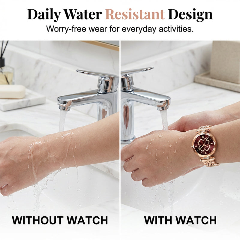 Montre Femme Élégante à Quartz avec Trèfle à Quatre Feuilles