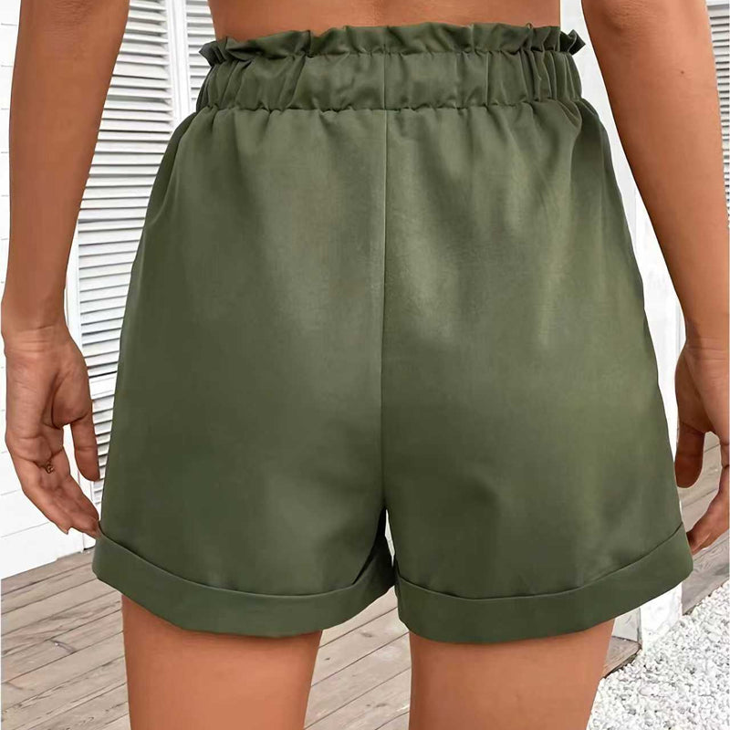 Short Femme Taille Haute Décontracté avec Cordon de Serrage