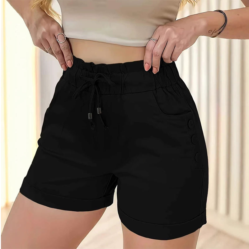 Short Femme Taille Haute Décontracté avec Cordon de Serrage