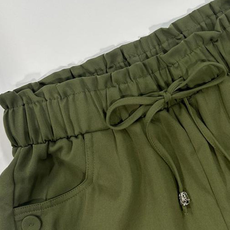 Short Femme Taille Haute Décontracté avec Cordon de Serrage