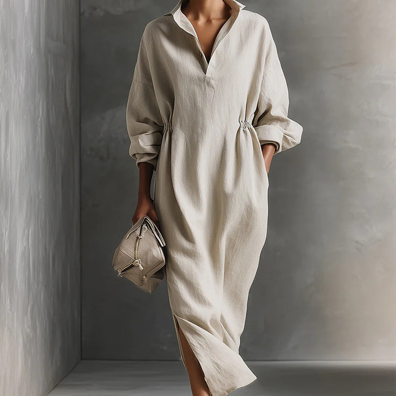 Robe Élégante Femme avec Cordon de Serrage à la Taille
