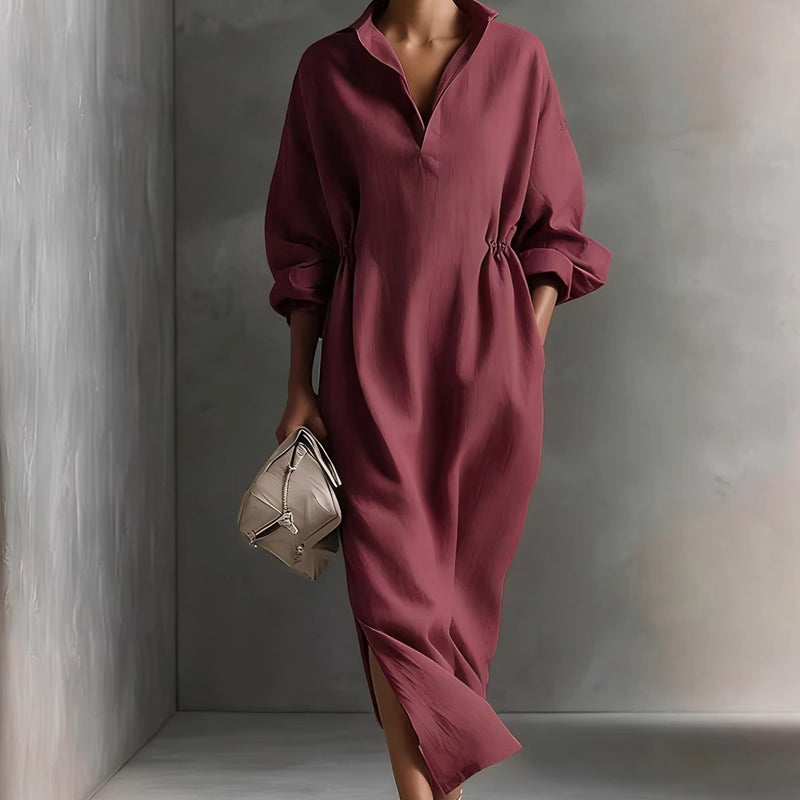 Robe Élégante Femme avec Cordon de Serrage à la Taille
