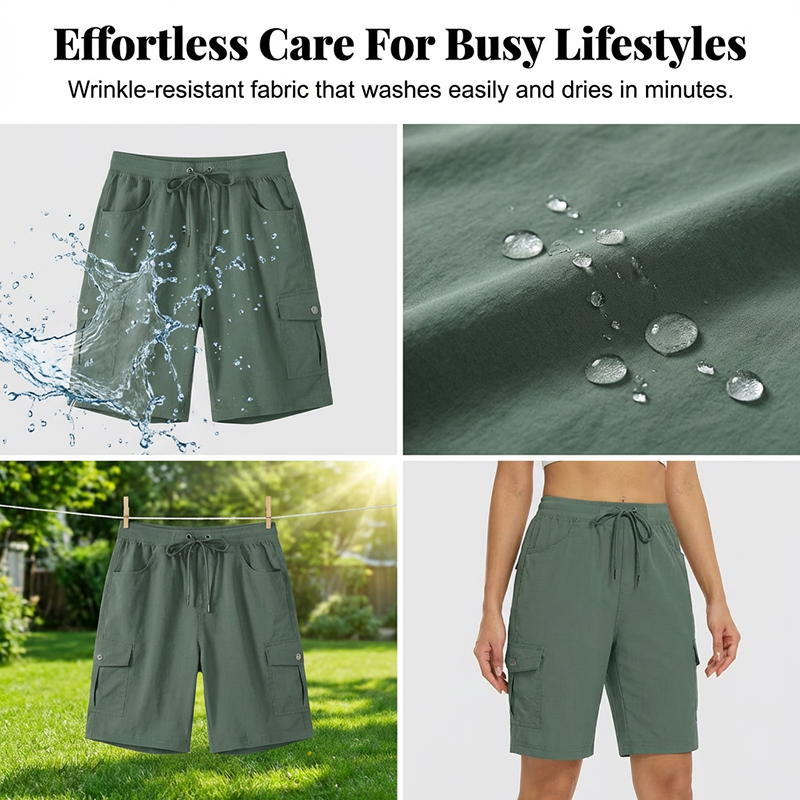 Short cargo à séchage rapide avec poches pour femme