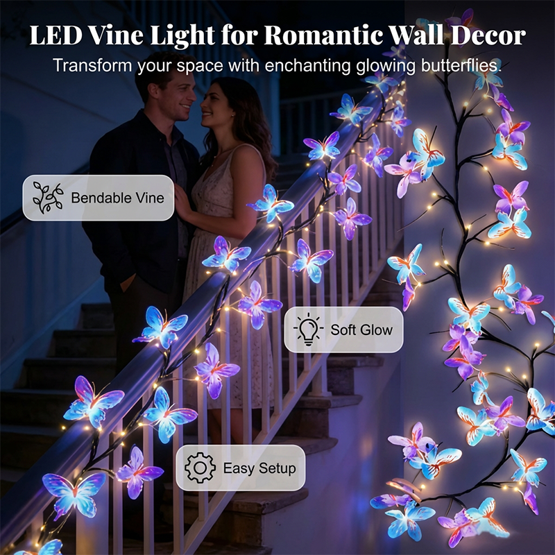 💐50% DE RÉDUCTION🦋Guirlande Lumineuse USB – Décoration Murale Magique, Sans Prise🔌