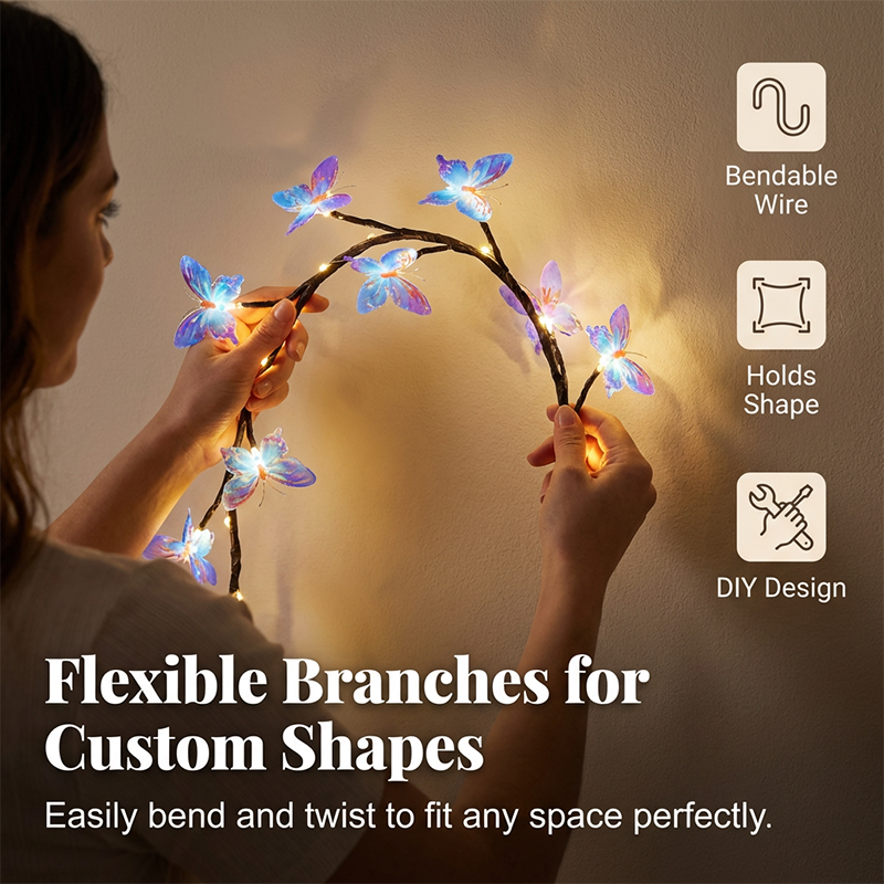 💐50% DE RÉDUCTION🦋Guirlande Lumineuse USB – Décoration Murale Magique, Sans Prise🔌