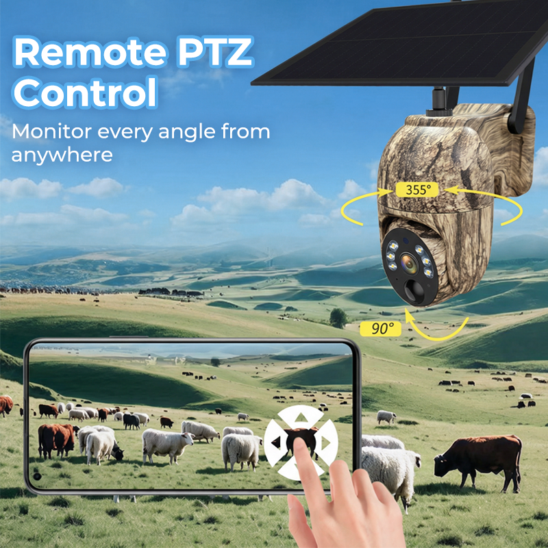 🎥Caméra de sécurité solaire sans fil💎Prévisualisation en temps réel en HD 2K, couverture panoramique à 360°, sans Wi-Fi, contrôle à distance via l'application, étanche, détection de mouvement, vision nocturne, adaptée à une utilisation en extér