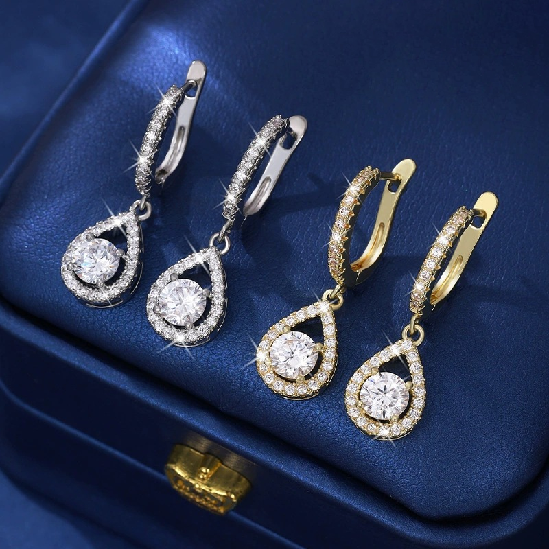 💎50% DE RÉDUCTION!✨Boucles d'Oreilles Créoles Goutte – Zircon Éclatant, Sertissage Pavé, Fini Or ou Argent Pour Une Élégance Intemporelle🎀