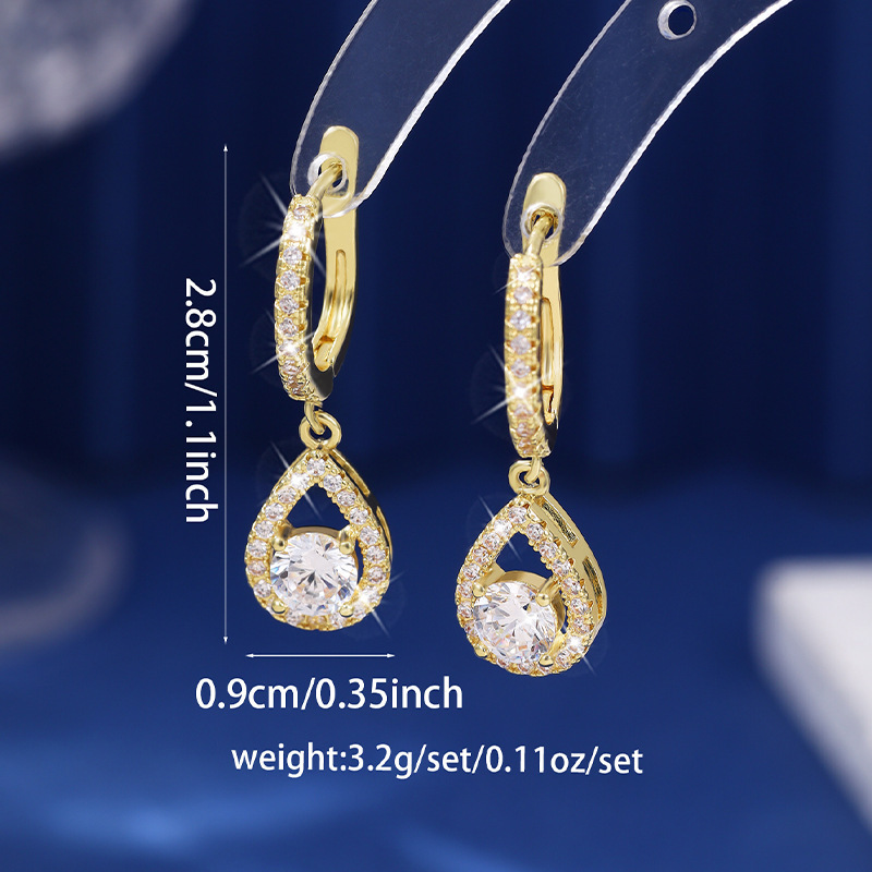 💎50% DE RÉDUCTION!✨Boucles d'Oreilles Créoles Goutte – Zircon Éclatant, Sertissage Pavé, Fini Or ou Argent Pour Une Élégance Intemporelle🎀