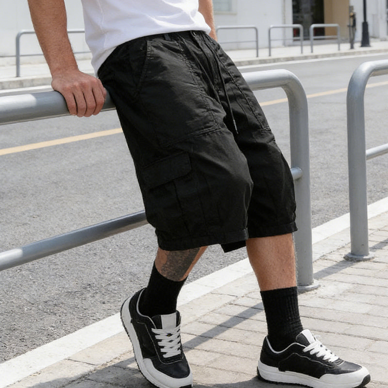 Pantalons capri décontractés à cordon de serrage pour homme, tailles fortes