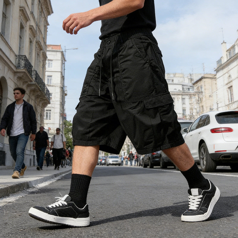 Pantalons capri décontractés à cordon de serrage pour homme, tailles fortes
