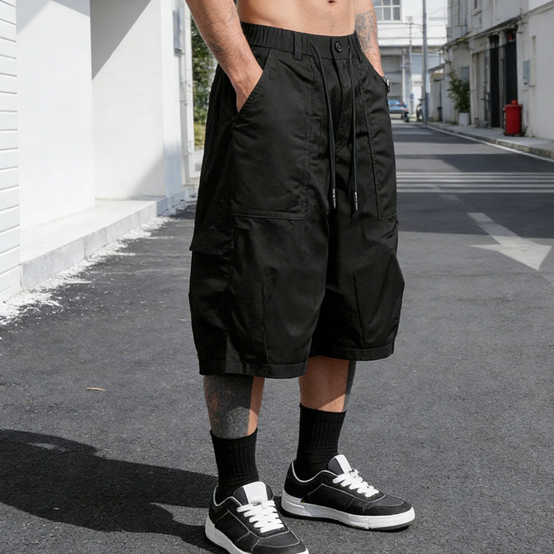 Pantalons capri décontractés à cordon de serrage pour homme, tailles fortes