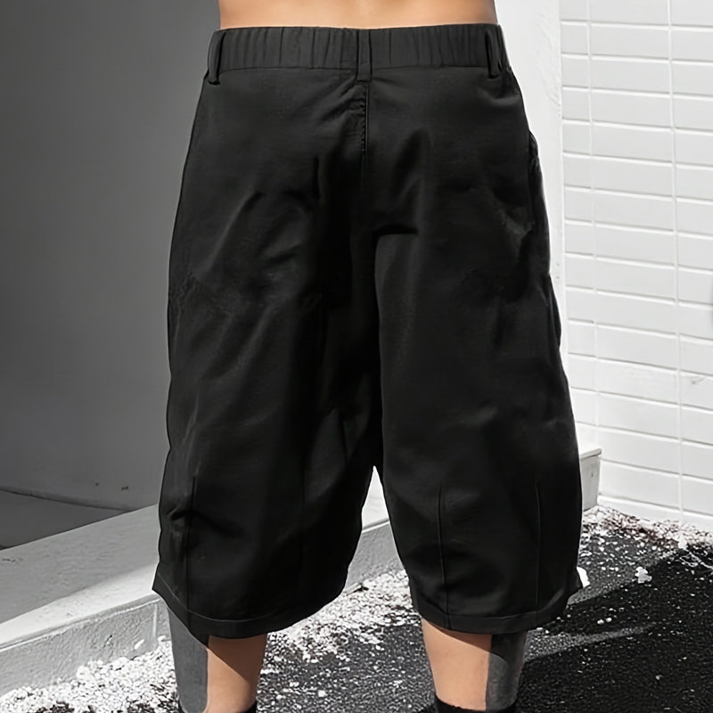 Pantalons capri décontractés à cordon de serrage pour homme, tailles fortes