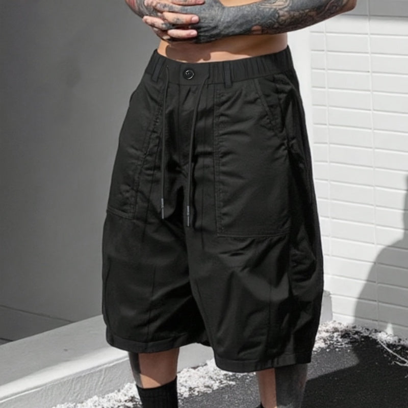 Pantalons capri décontractés à cordon de serrage pour homme, tailles fortes