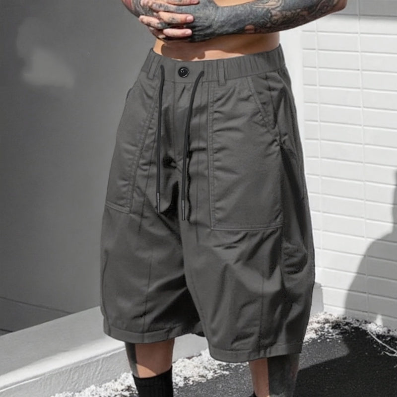 Pantalons capri décontractés à cordon de serrage pour homme, tailles fortes