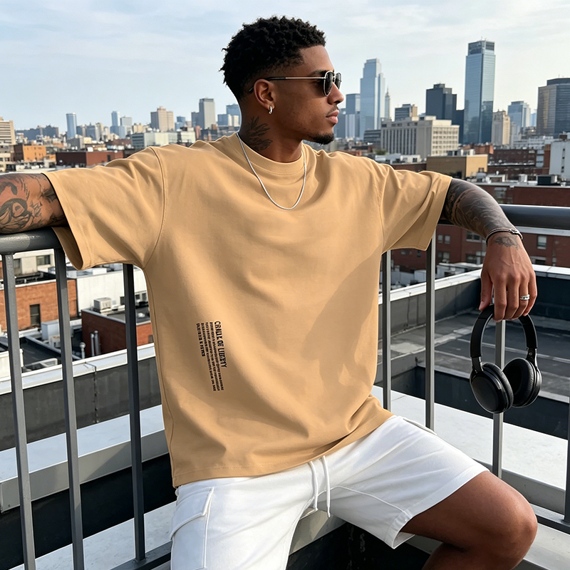 👕PROMO -50%✨T-Shirt Homme Coupe Oversize – Mélange Coton Premium, Imprimé Urbain & Style Décontracté (7 Couleurs, S-4XL)