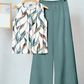 👗 50% DE RÉDUCTION 🌞 Ensemble chemisier français & pantalon ample – Col rond élégant & plis fluides – Look chic et intemporel – parfait pour le printemps, l’été ou le bureau – léger et confortable 💐✨