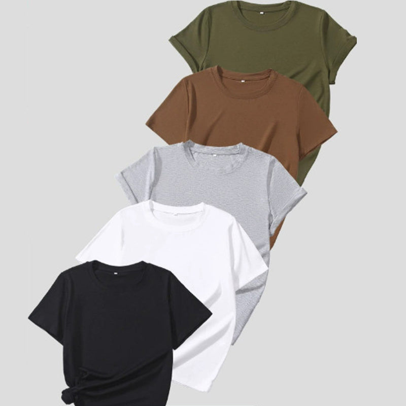 🔥Promotion exceptionnelle 2026 : 50 % de réduction🔥Lot de 5 t-shirts unis polyvalents