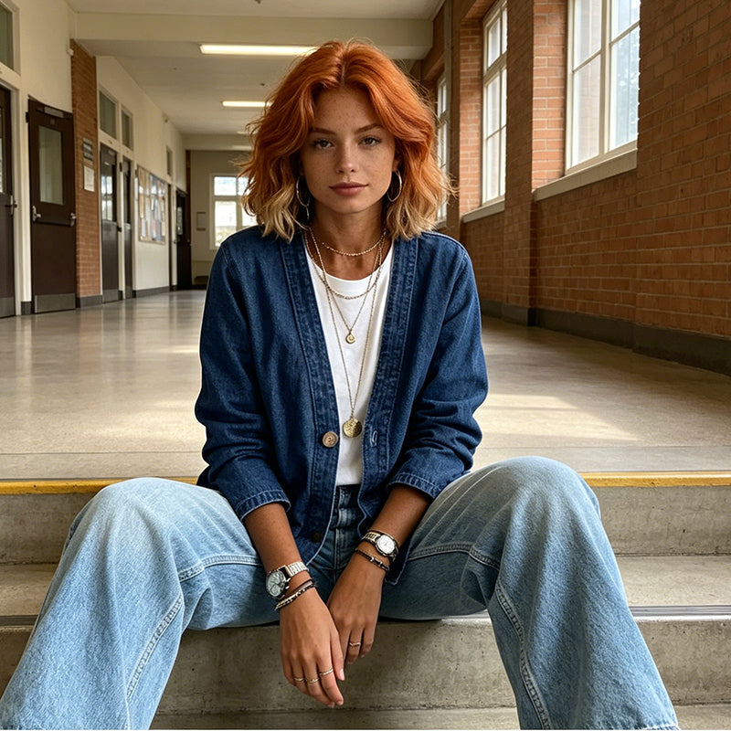 🧥50% DE RÉDUCTION!👖Veste en Jean Classique à Boutons pour Femme – Style Intemporel, Coton Respirant & Idéale Pour Les Superpositions🌸