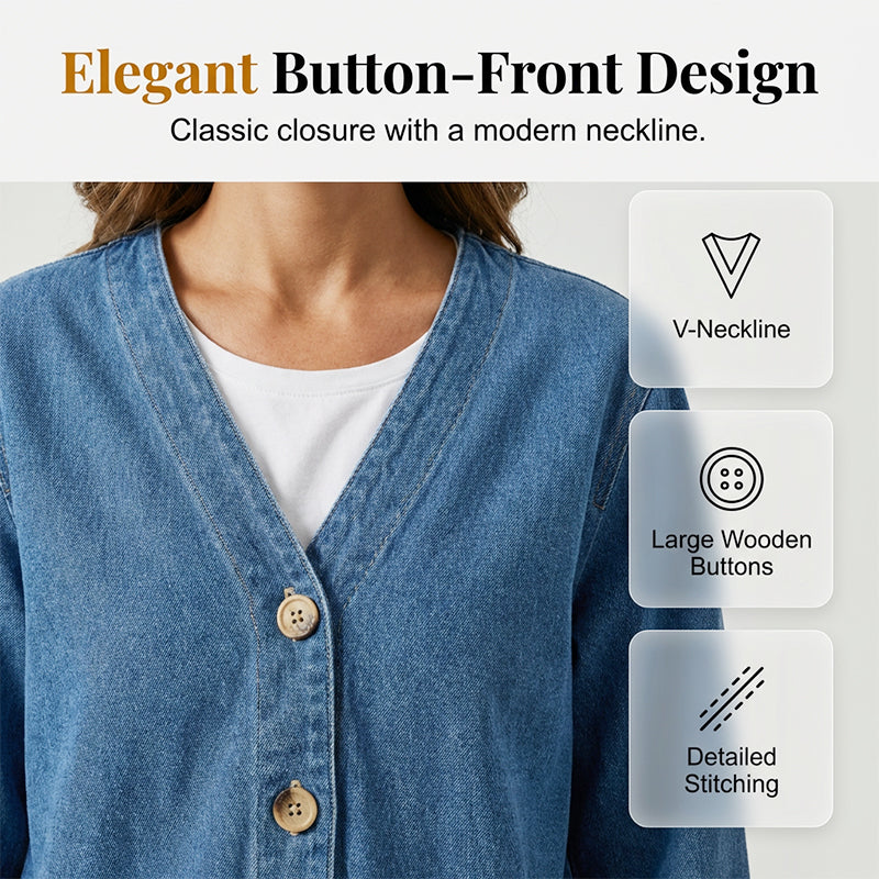 🧥50% DE RÉDUCTION!👖Veste en Jean Classique à Boutons pour Femme – Style Intemporel, Coton Respirant & Idéale Pour Les Superpositions🌸