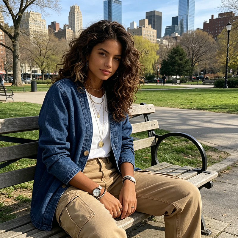 🧥50% DE RÉDUCTION!👖Veste en Jean Classique à Boutons pour Femme – Style Intemporel, Coton Respirant & Idéale Pour Les Superpositions🌸